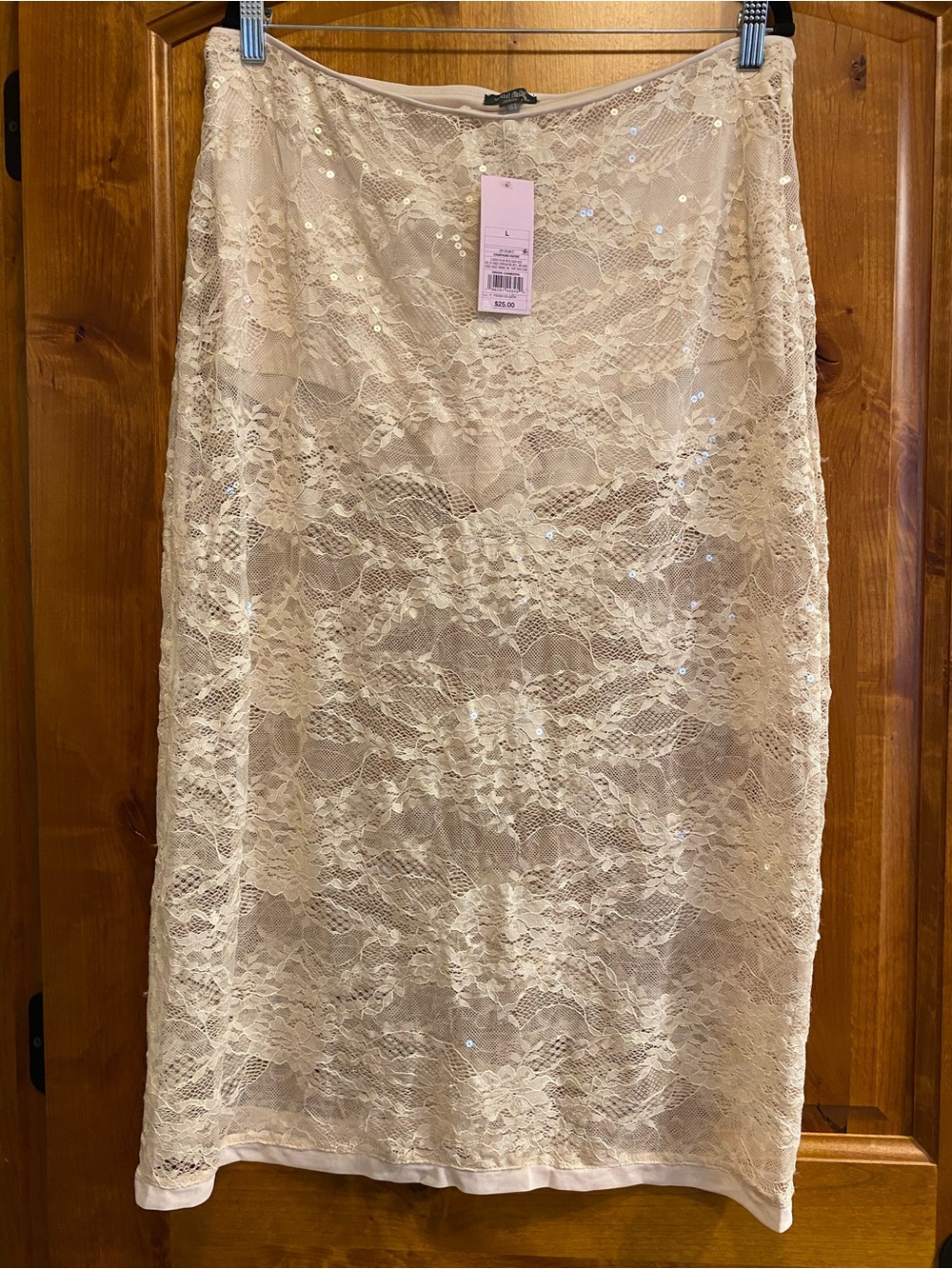wild fable Champagne Lace Sequin Midi Skirt